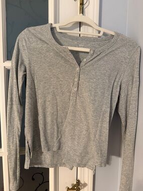 Aerie Grey Long Sleeve Henley Top